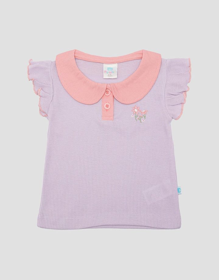 Pipiniko Flower Collar Kaos Anak Perempuan