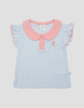 Pipiniko Rib Collar Flower 5 Collar Girls T-Shirt