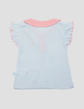 Pipiniko Rib Collar Flower 5 Collar Girls T-Shirt