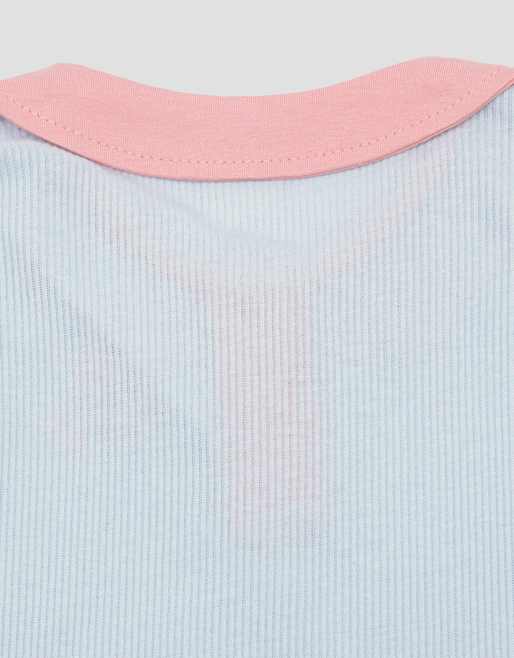 Pipiniko Rib Collar Flower 5 Collar Girls T-Shirt
