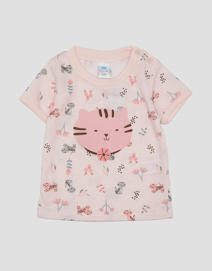 Pipiniko Full Print Kaos Lengan Pendek Anak Perempuan