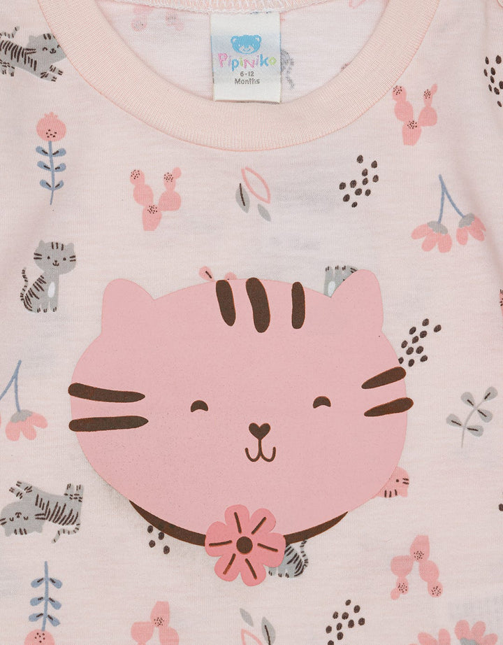 Pipiniko Full Print Kaos Lengan Pendek Anak Perempuan