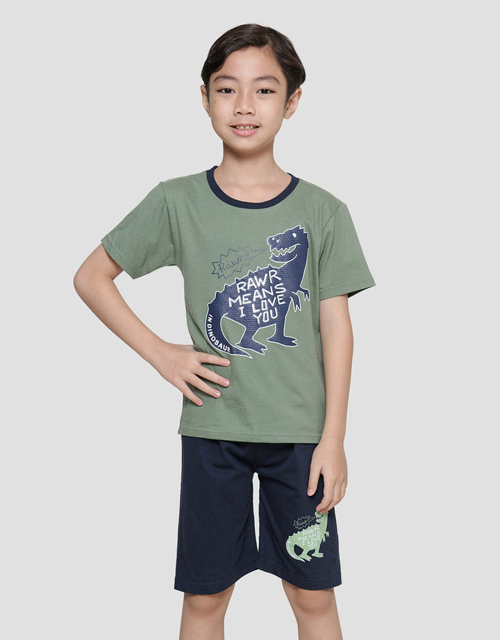 Little M Dino Rawrr I Love You Print Boys Outfits