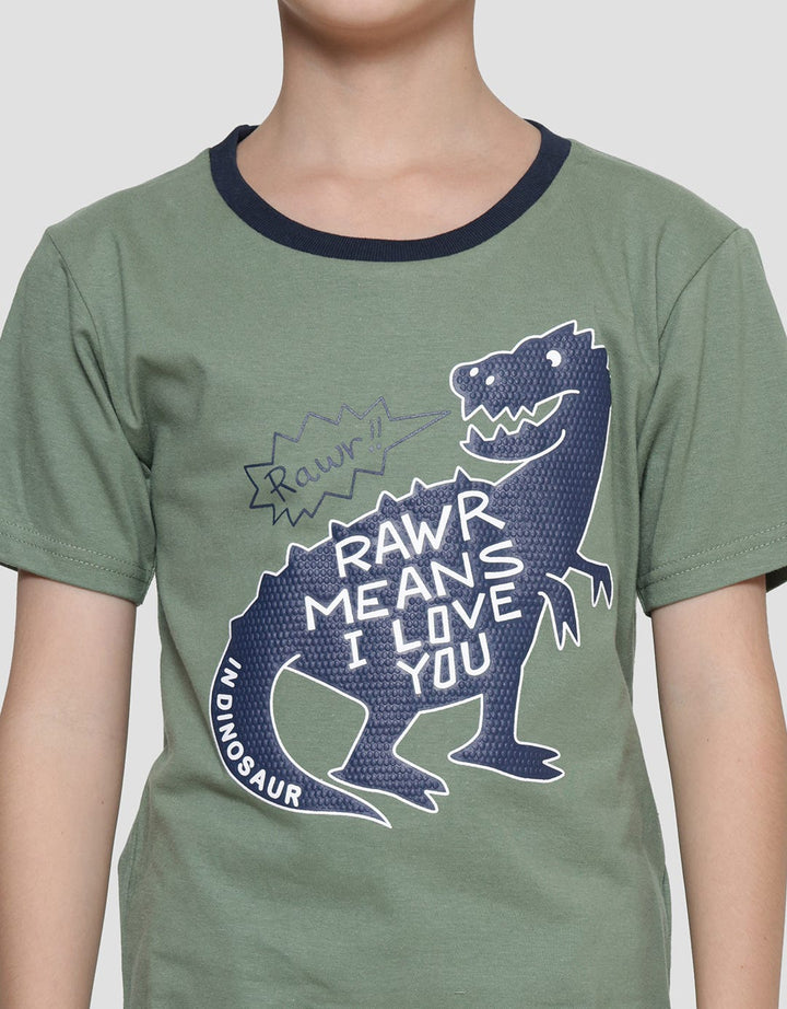 Little M Dino Rawrr I Love You Print Boys Outfits