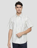 Cole Woven Slub Vertical Stripes Men's Short Sleeve Shirt