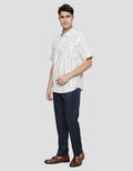 Cole Woven Slub Vertical Stripes Men's Short Sleeve Shirt