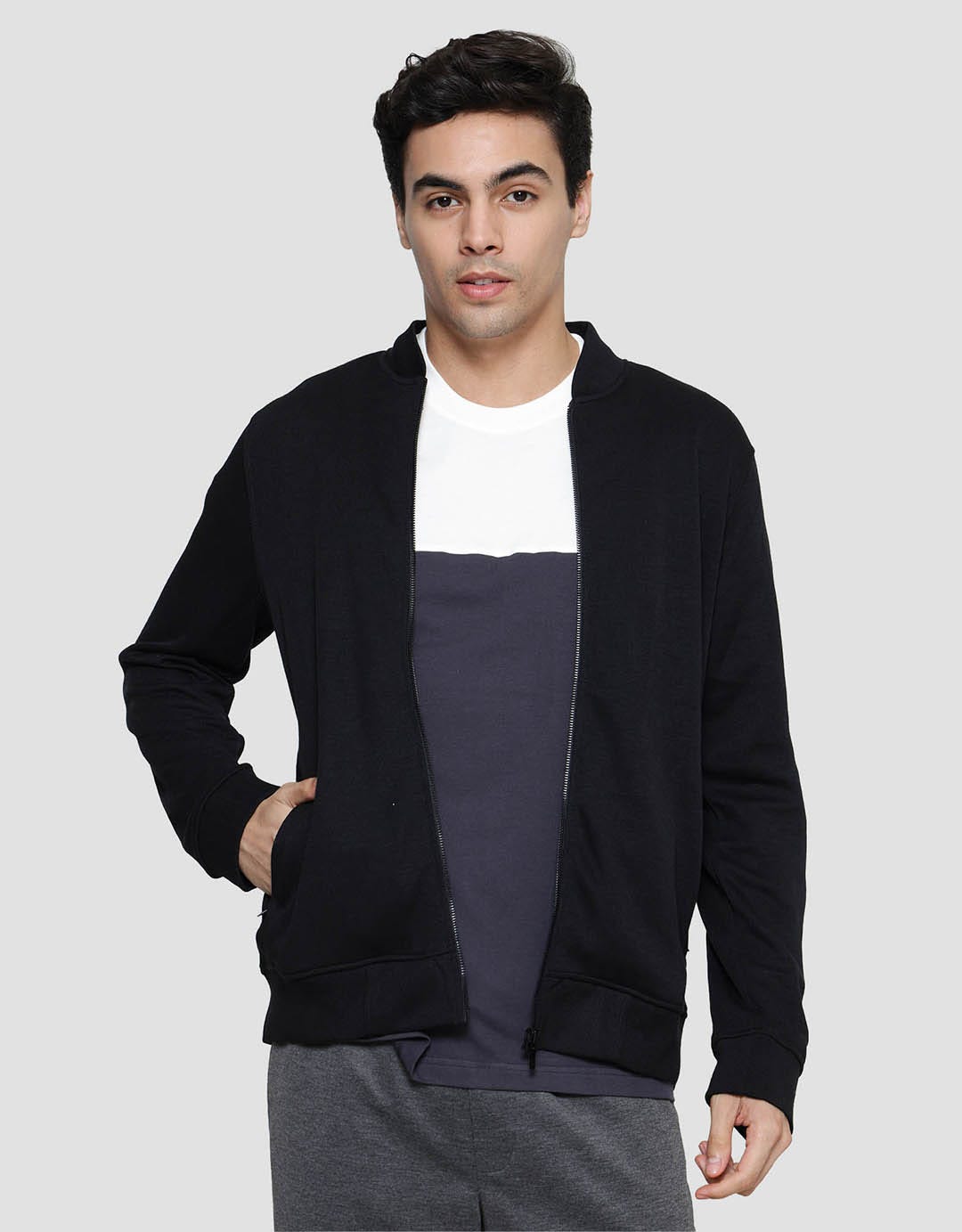 Cole Zip Knit Basic Rib Jaket Pria