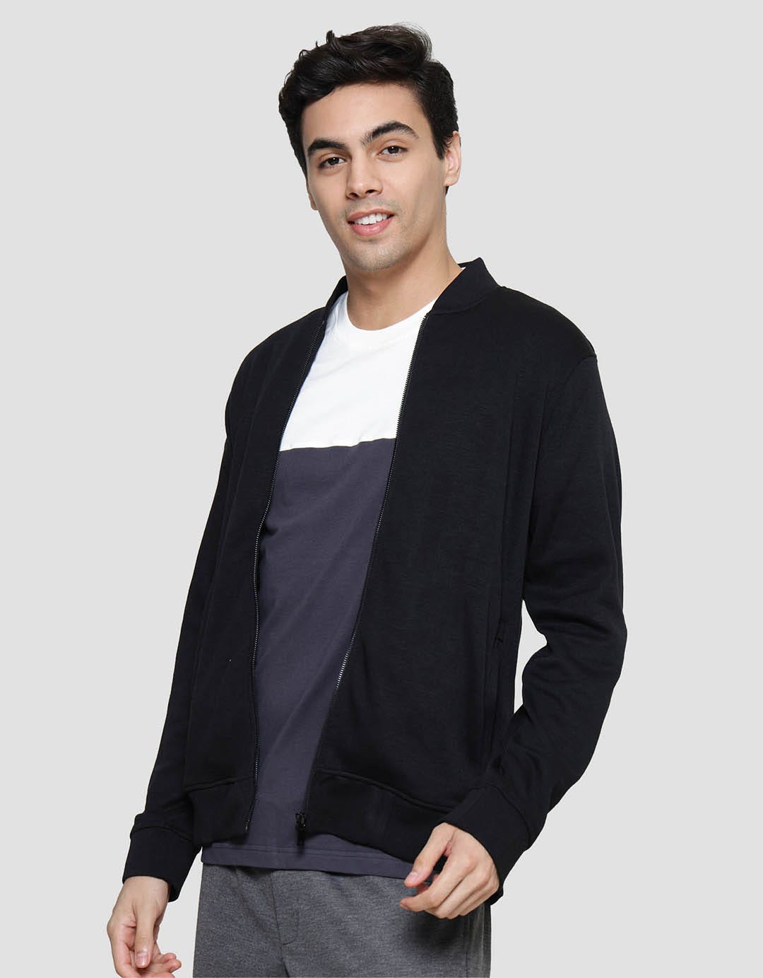 Cole Zip Knit Basic Rib Jaket Pria