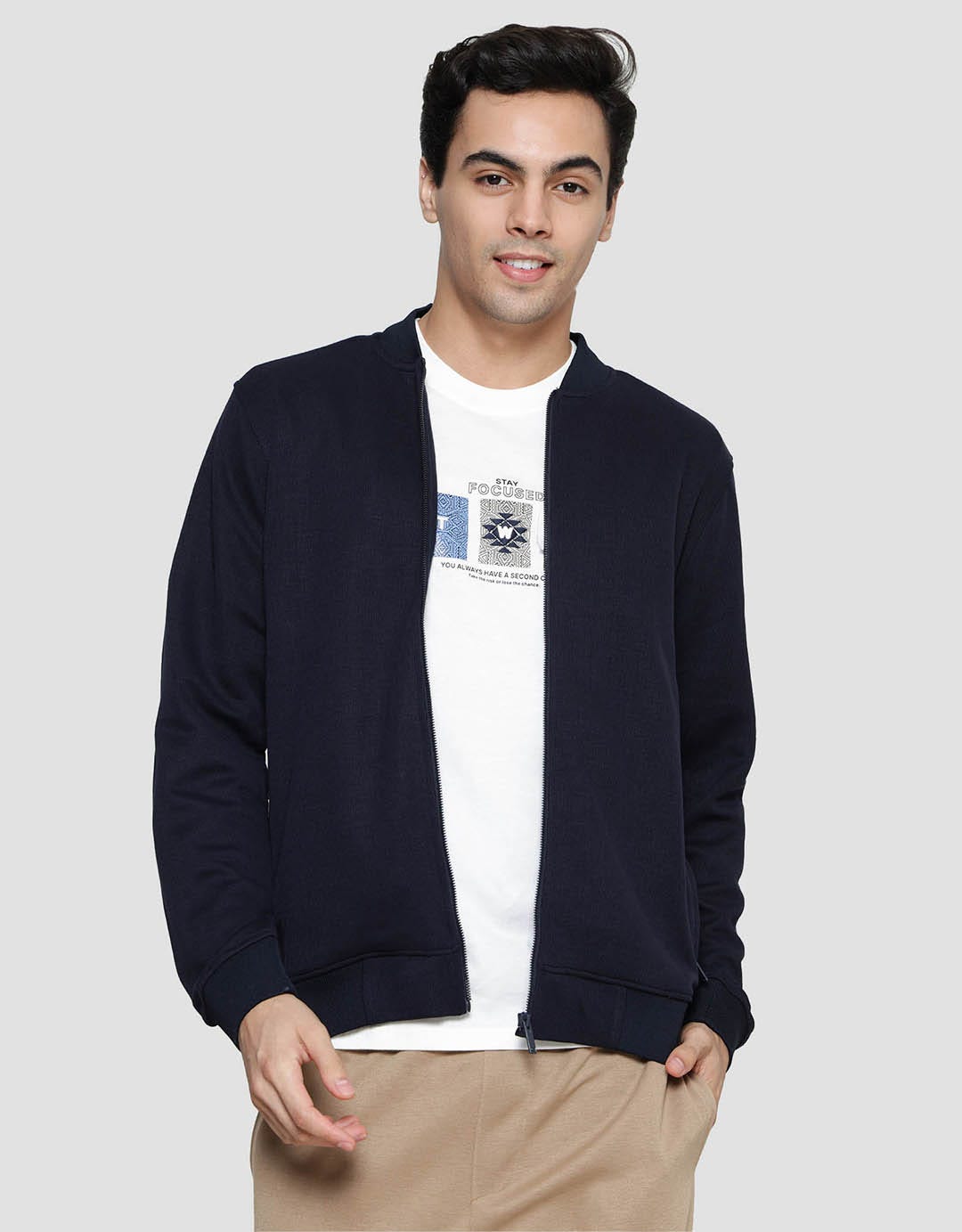 Cole Zip Knit Basic Rib Jaket Pria
