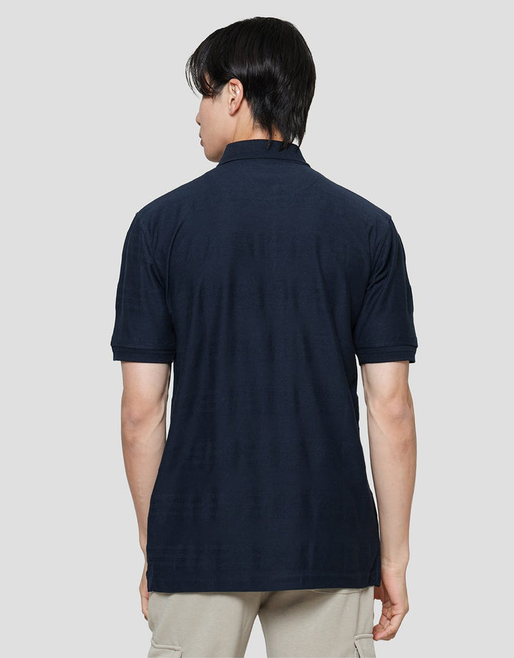 Cole Stripes Mix Texture Zipper Men's Short Sleeve Collar T-Shirt