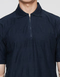 Cole Stripes Mix Texture Zipper Men's Short Sleeve Collar T-Shirt