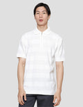 Cole Stripes Mix Texture Zipper Men's Short Sleeve Collar T-Shirt