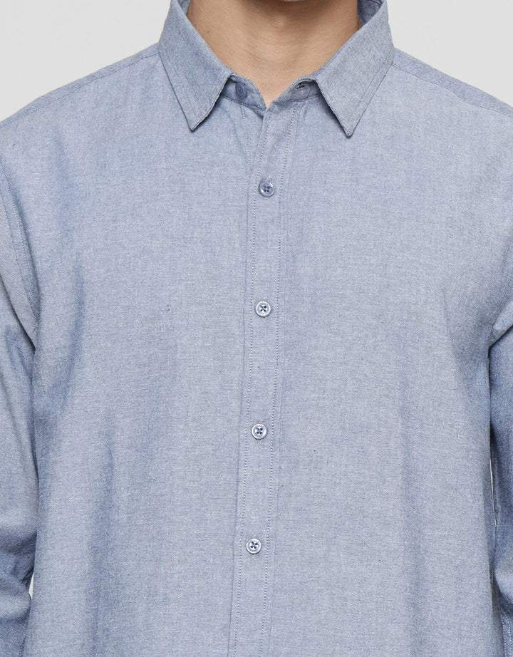 Cole Woven Solid Mvp Oxford Kemeja Lengan Panjang Pria