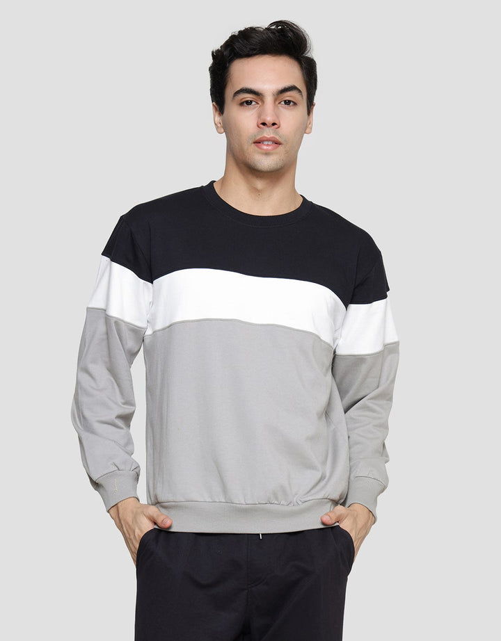 Details Color Blocking Cut And Sewn 3 Stripe Oswald Fit Men's Sweater