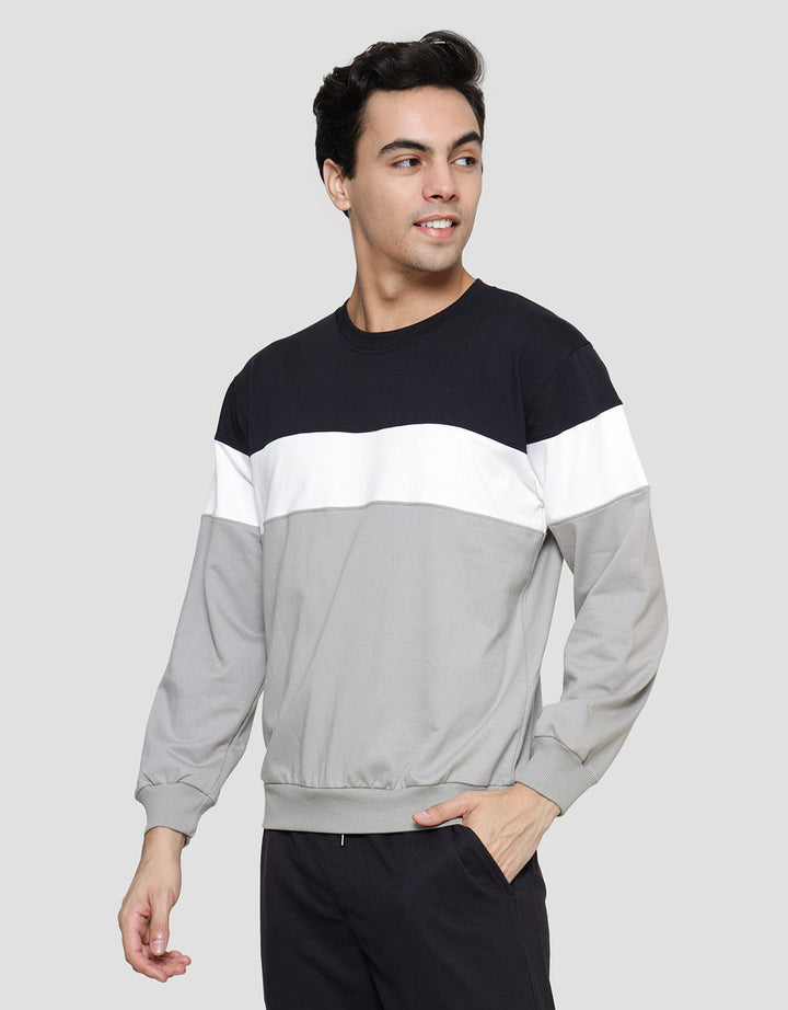 Details Color Blocking Cut And Sewn 3 Stripe Oswald Fit Men's Sweater
