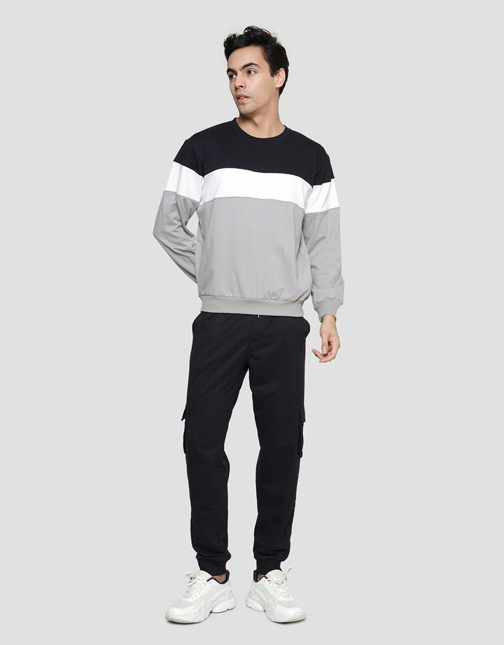 Details Color Blocking Cut And Sewn 3 Stripe Oswald Fit Men's Sweater