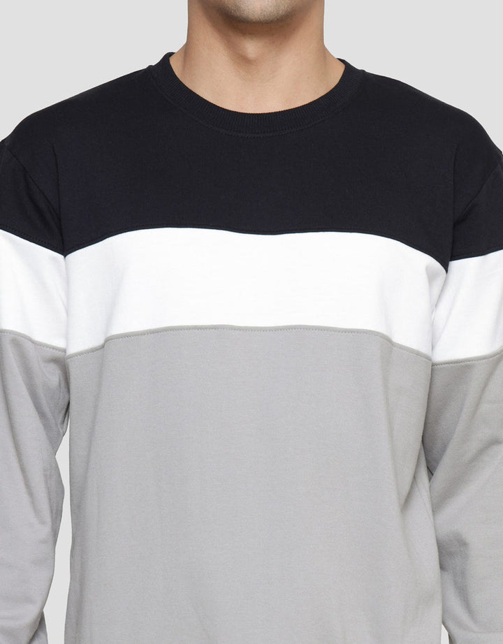 Details Color Blocking Cut And Sewn 3 Stripe Oswald Fit Men's Sweater