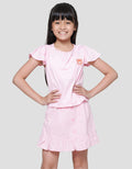 Little M Kaos Ruffle Skort Kotak Kancing 1 Set Anak Perempuan