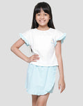 Little M Kaos Ruffle Skort Kotak Kancing 2 Baju Set Anak Perempuan