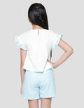 Little M Kaos Ruffle Skort Kotak Kancing 2 Baju Set Anak Perempuan