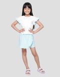 Little M Kaos Ruffle Skort Kotak Kancing 2 Baju Set Anak Perempuan