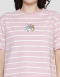 Nevada Boxy Stripe Tom & Jerry Kaos Lengan Pendek Wanita