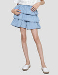 Aero Ruffle Susun Mini Skort Denim Anak Perempuan