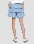 Aero Ruffle Susun Mini Skort Denim Anak Perempuan