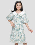 Sweet Miss Batik Flower Krah Embroidery Geber Midi Dress for Girls