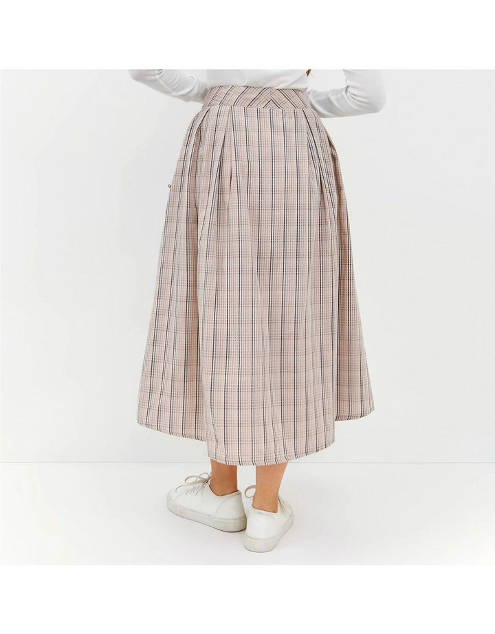 Graphis Rok Kancing Depan Motif Kotak-Kotak Wanita