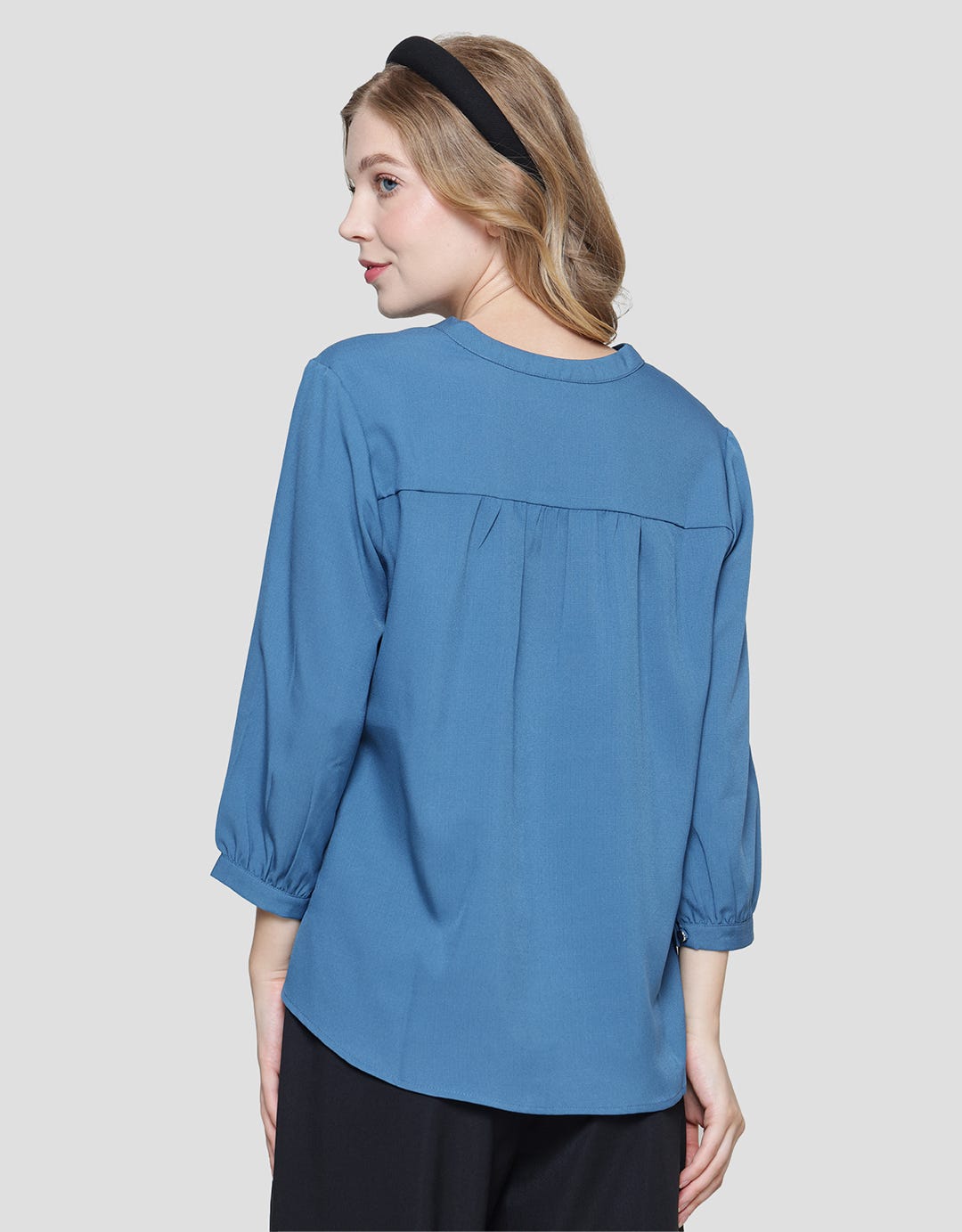 St. Yves 7/8 Vneck Cut Rose Crepe Blouse Wanita