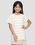 Nevada Full Print Stripes Kaos Lengan Pendek Anak Perempuan