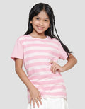 Nevada Basic Full Print Stripes Kaos Lengan Pendek Anak Perempuan