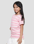Nevada Basic Full Print Stripes Kaos Lengan Pendek Anak Perempuan