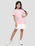 Nevada Basic Full Print Stripes Kaos Lengan Pendek Anak Perempuan