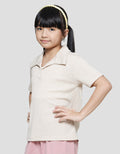 Nevada Texture Plain Girls Collar T-Shirt