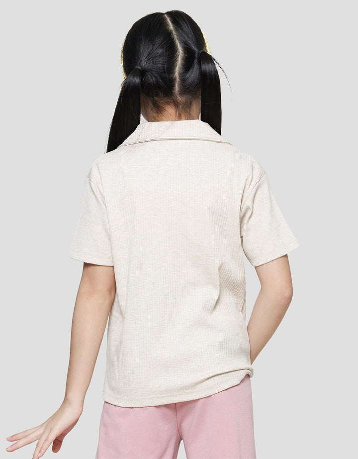 Nevada Texture Plain Girls Collar T-Shirt