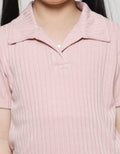 Nevada Texture Plain Girls Collar T-Shirt