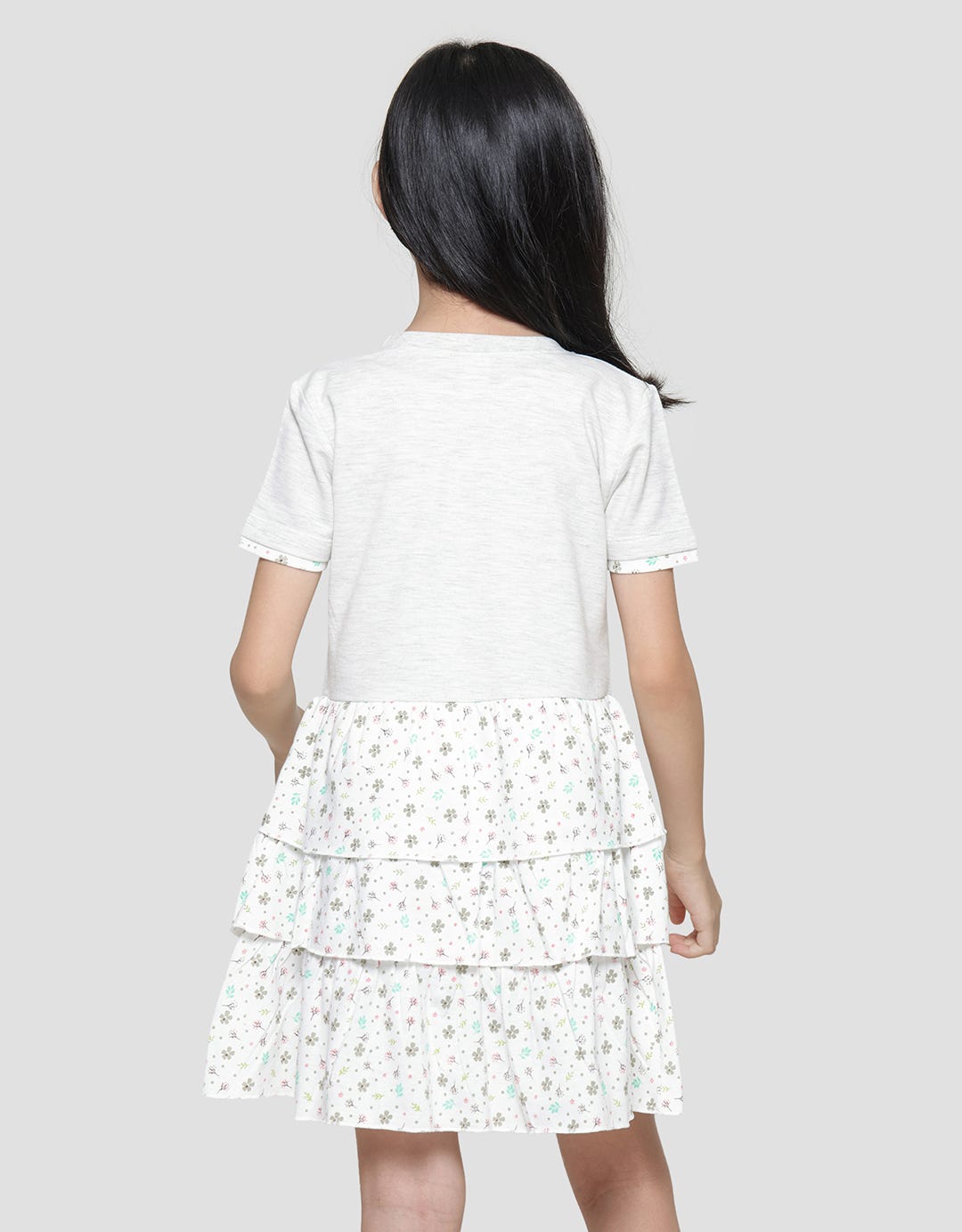Little M Ruffle 3 Layers Writing Midi Dress for Girls