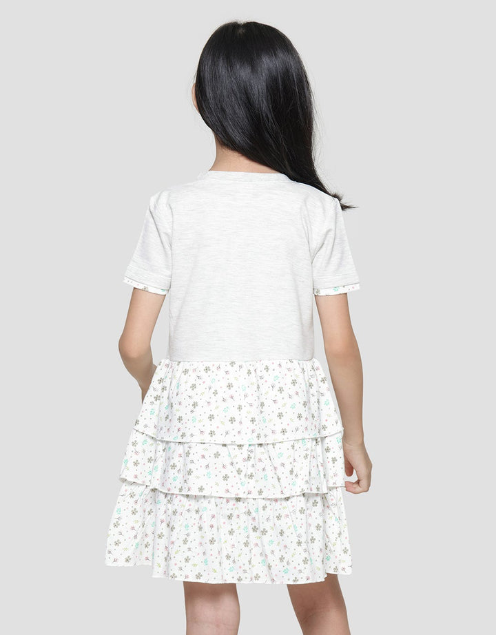 Little M Ruffle 3 Layers Writing Midi Dress for Girls