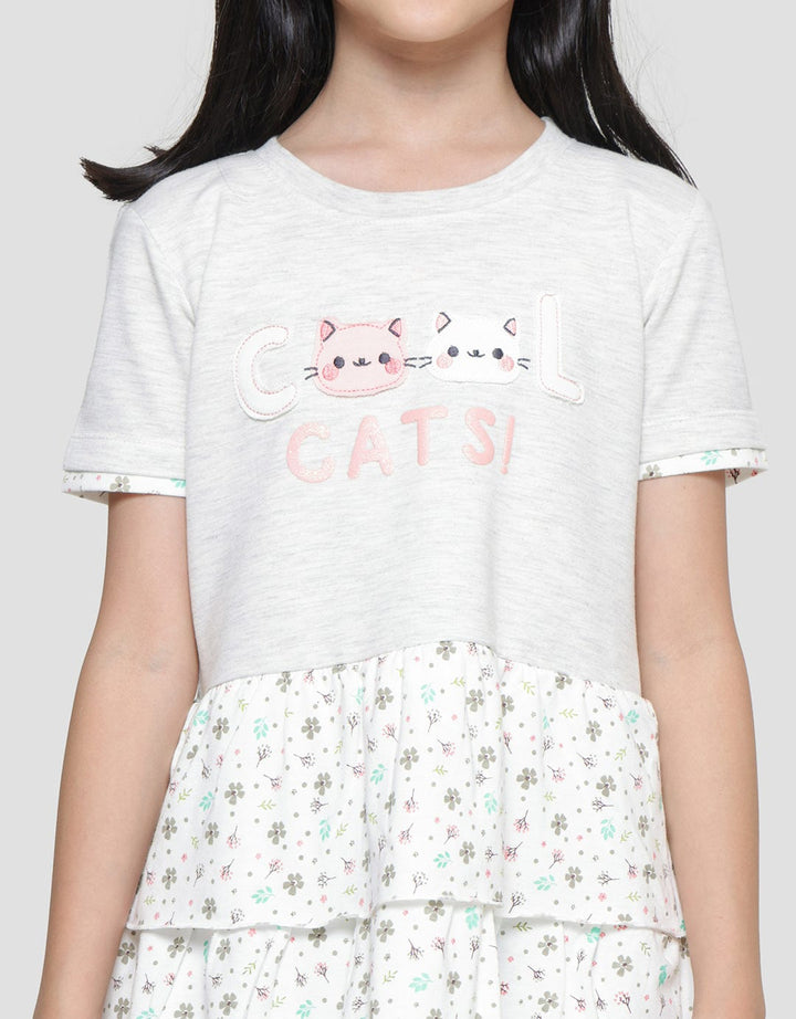 Little M Ruffle 3 Layers Writing Midi Dress for Girls