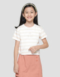 Little M Stripe Sablon Tengah 1 Kaos Lengan Pendek Anak Perempuan
