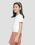 Little M Stripe Sablon Tengah 1 Kaos Lengan Pendek Anak Perempuan