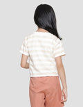 Little M Stripe Sablon Tengah 1 Kaos Lengan Pendek Anak Perempuan