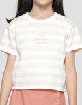 Little M Stripe Sablon Tengah 1 Kaos Lengan Pendek Anak Perempuan