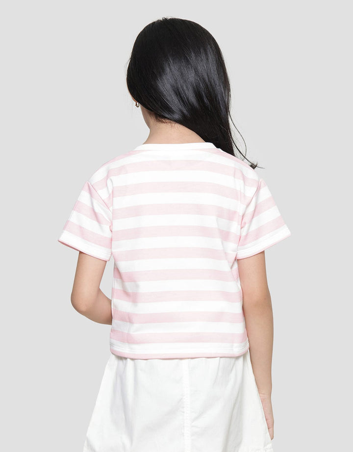 Little M Stripe Born To Be Loved Girls Short Sleeve T-Shirt
