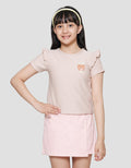Little M Texture Bordir Bear Kaos Lengan Pendek Anak Perempuan