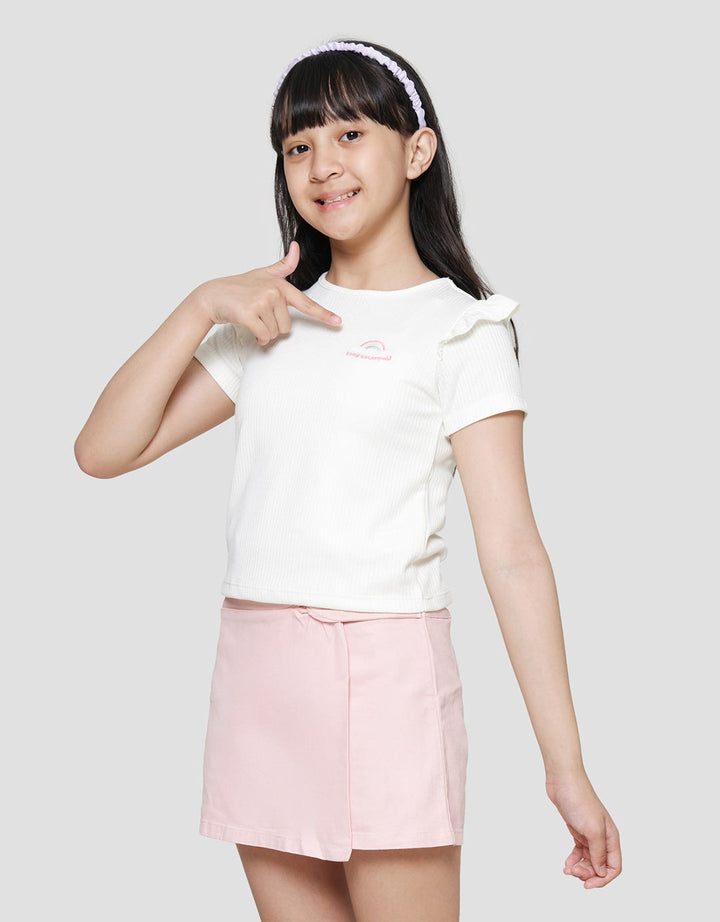 Little Texture Embroidery Rainbow M Short Sleeve T-shirt for Girls