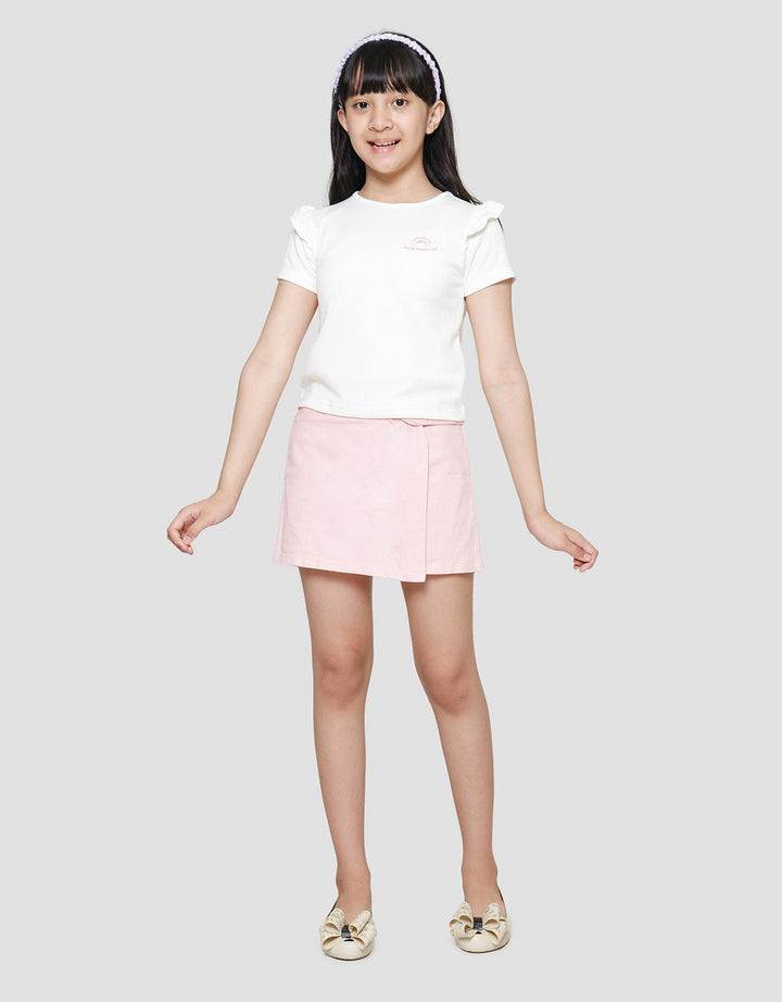 Little Texture Embroidery Rainbow M Short Sleeve T-shirt for Girls
