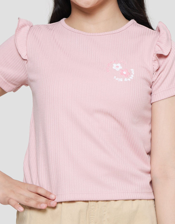 Little M Flower Embro Kaos Anak Perempuan